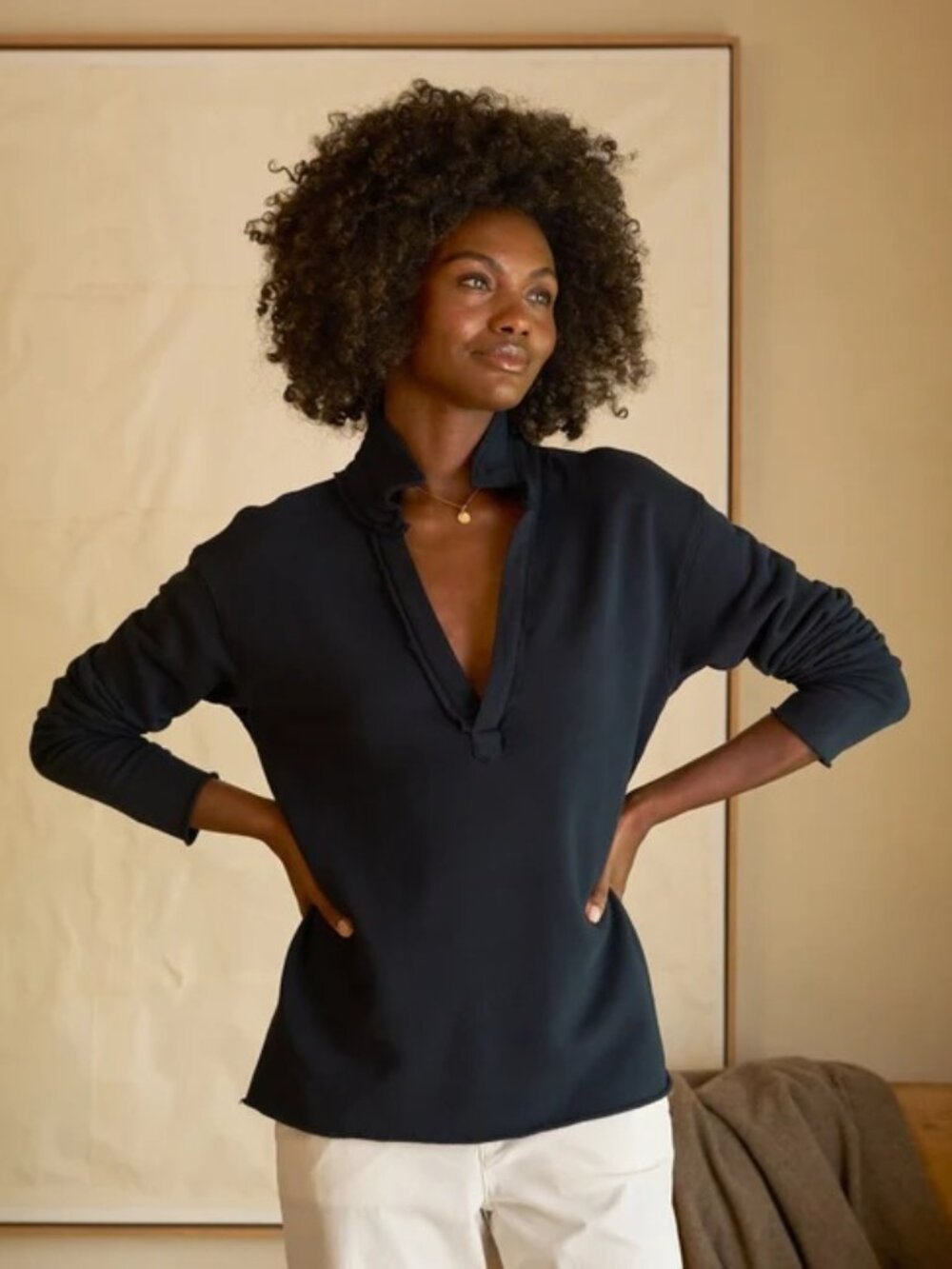 Frank & Eileen Patrick Popover Henley XL Dark Navy Triple Terry Preppy Coastal